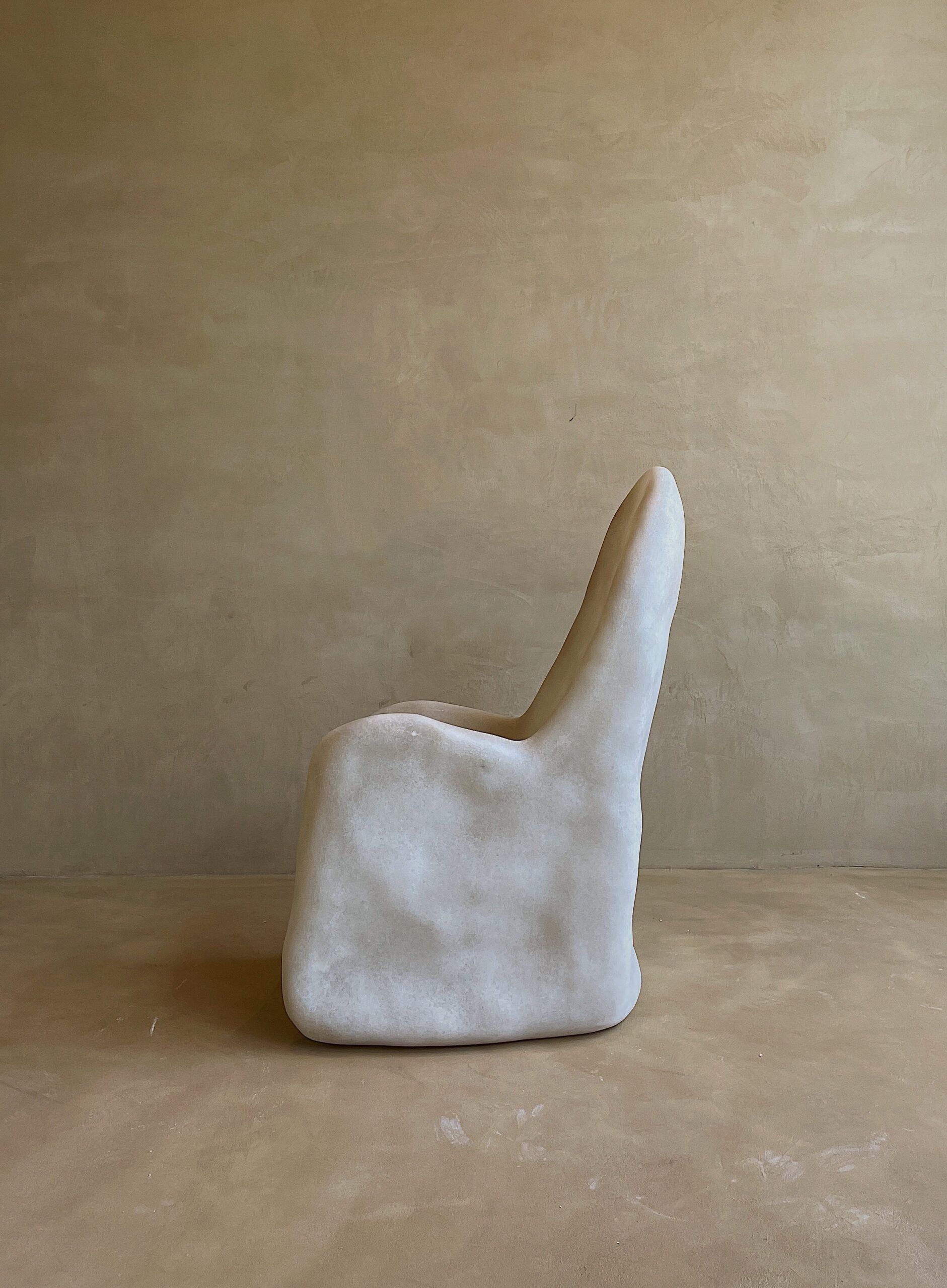 Free Form Organic Shape, Hand sculpted Natural Beige Fiberglass Armchair by kar 9