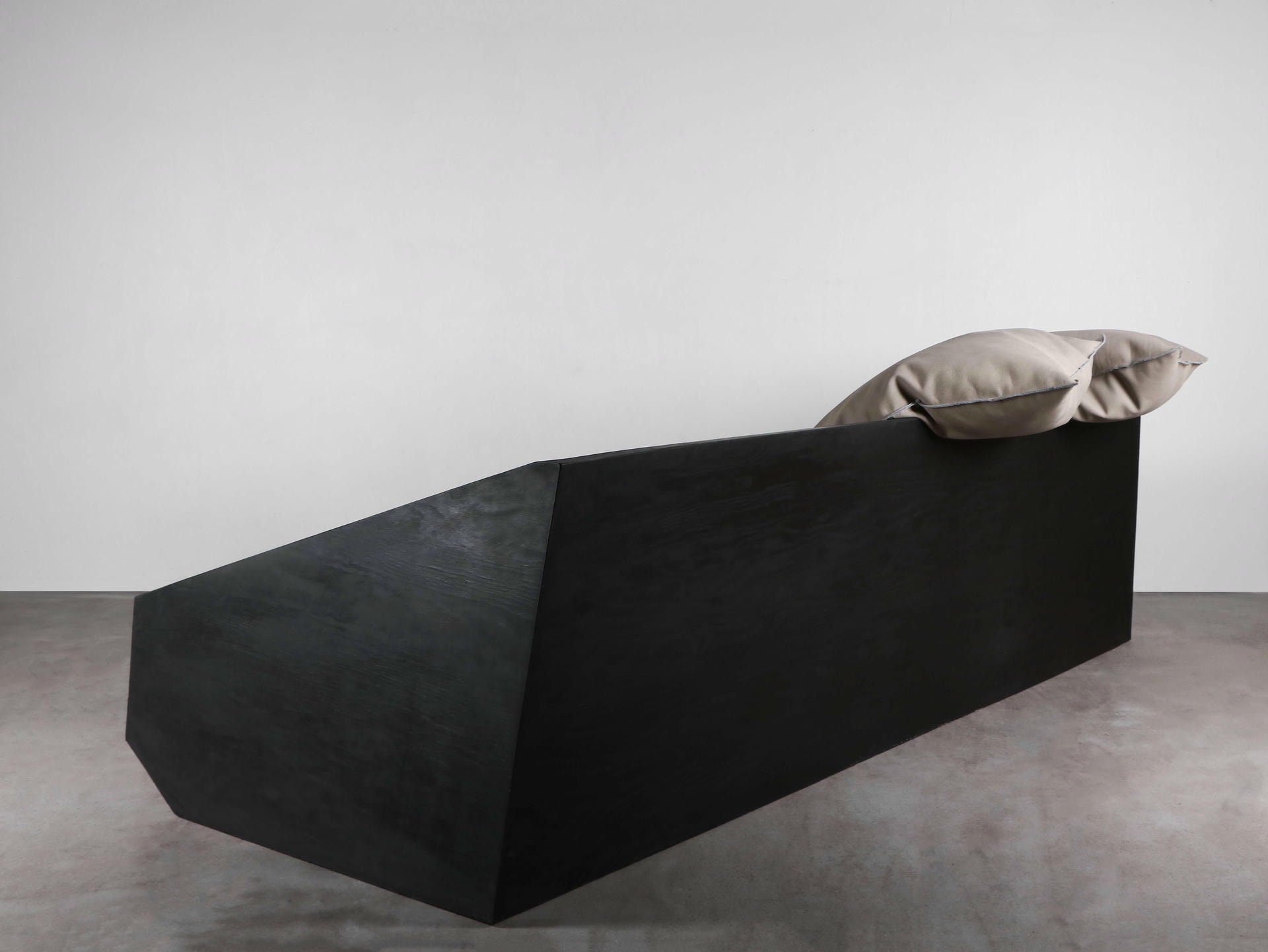 Minimalist Black Plywood Frame Sofa with Beige Cushions by Lucas Tyra Morten 4