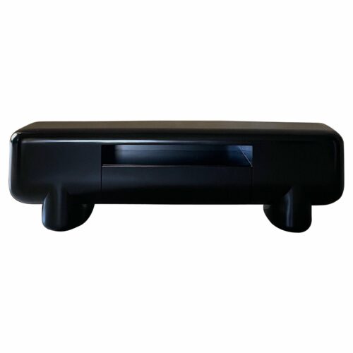 Rounded Rectangular Shape Black Wood Cabinet with Short Legs by kar 1