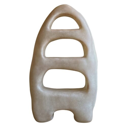 Unique Form Natural Beige Fiberglass Shelf with Three Aligned Openings by kar 1