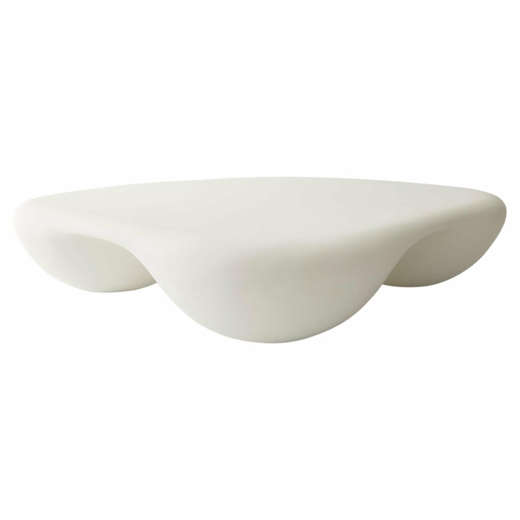 White Square Quad Coffee Table in Stone Composite by Mike Ruiz Serra 1