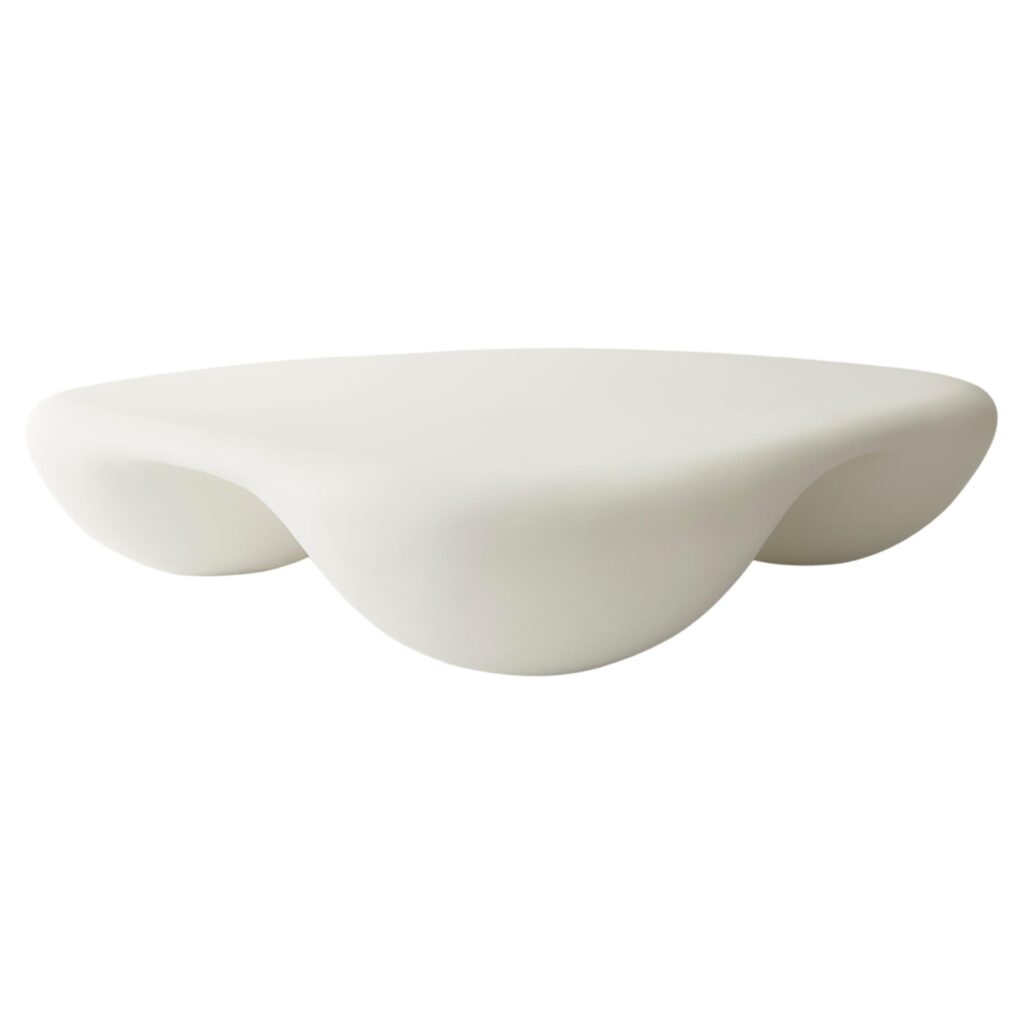 White Square Quad Coffee Table in Stone Composite by Mike Ruiz Serra 1