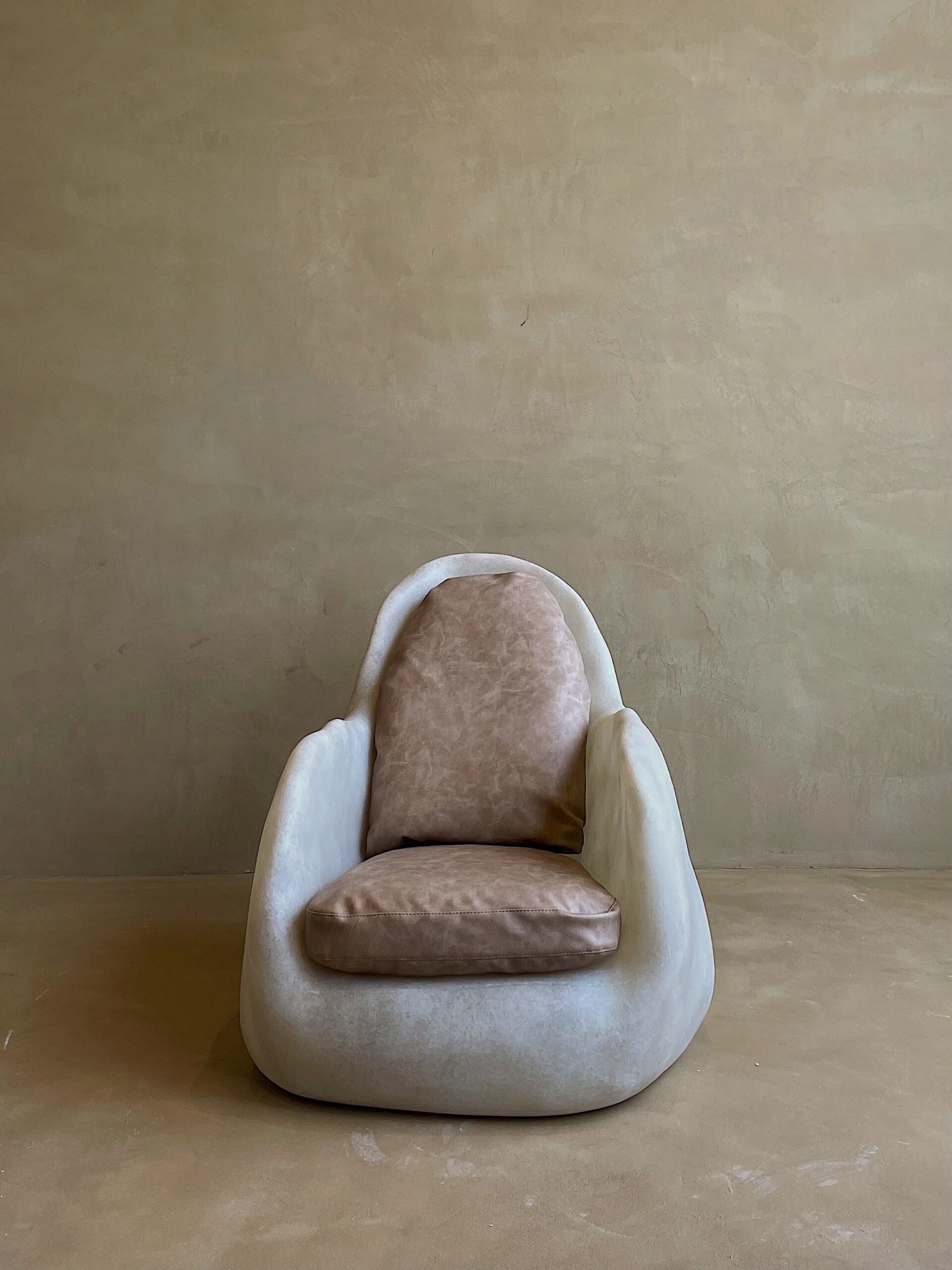 Asthetic Egg Shape, Natural Beige Fiberglass Lounge with Cushion by kar 2