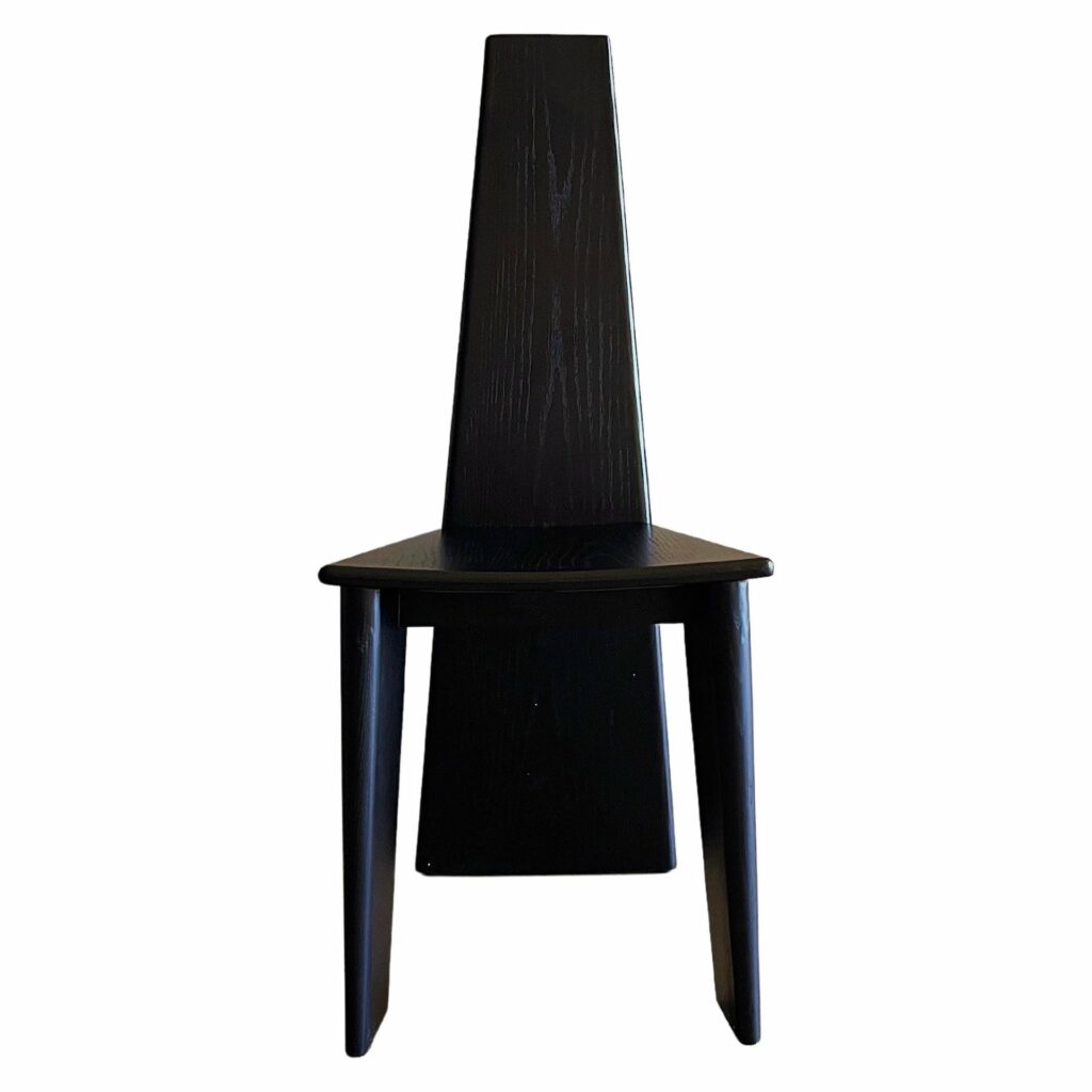 Contemporary Hand sculpted Black Wood High Back Chair by kar 1