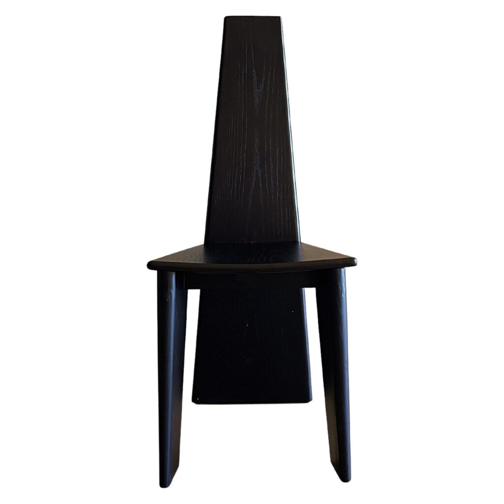 Contemporary Hand sculpted Black Wood High Back Chair by kar 1