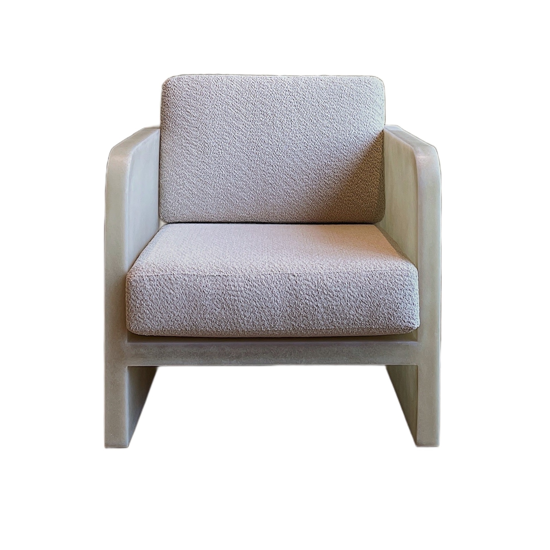 Contemporary Natural Beige Fiberglass Cubic Lounge Chair with Cusion by kar 1