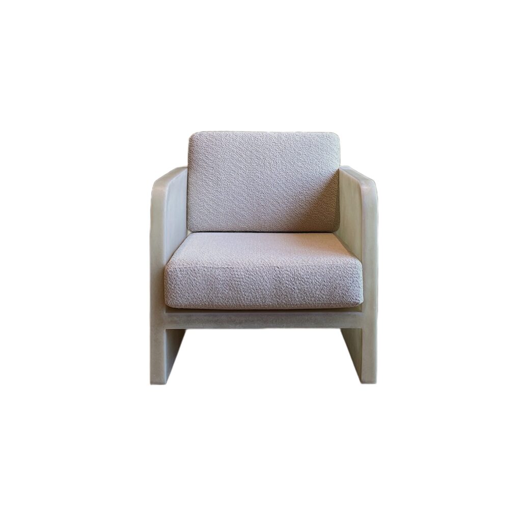 Contemporary Natural Beige Fiberglass Cubic Lounge Chair with Cusion by kar 1