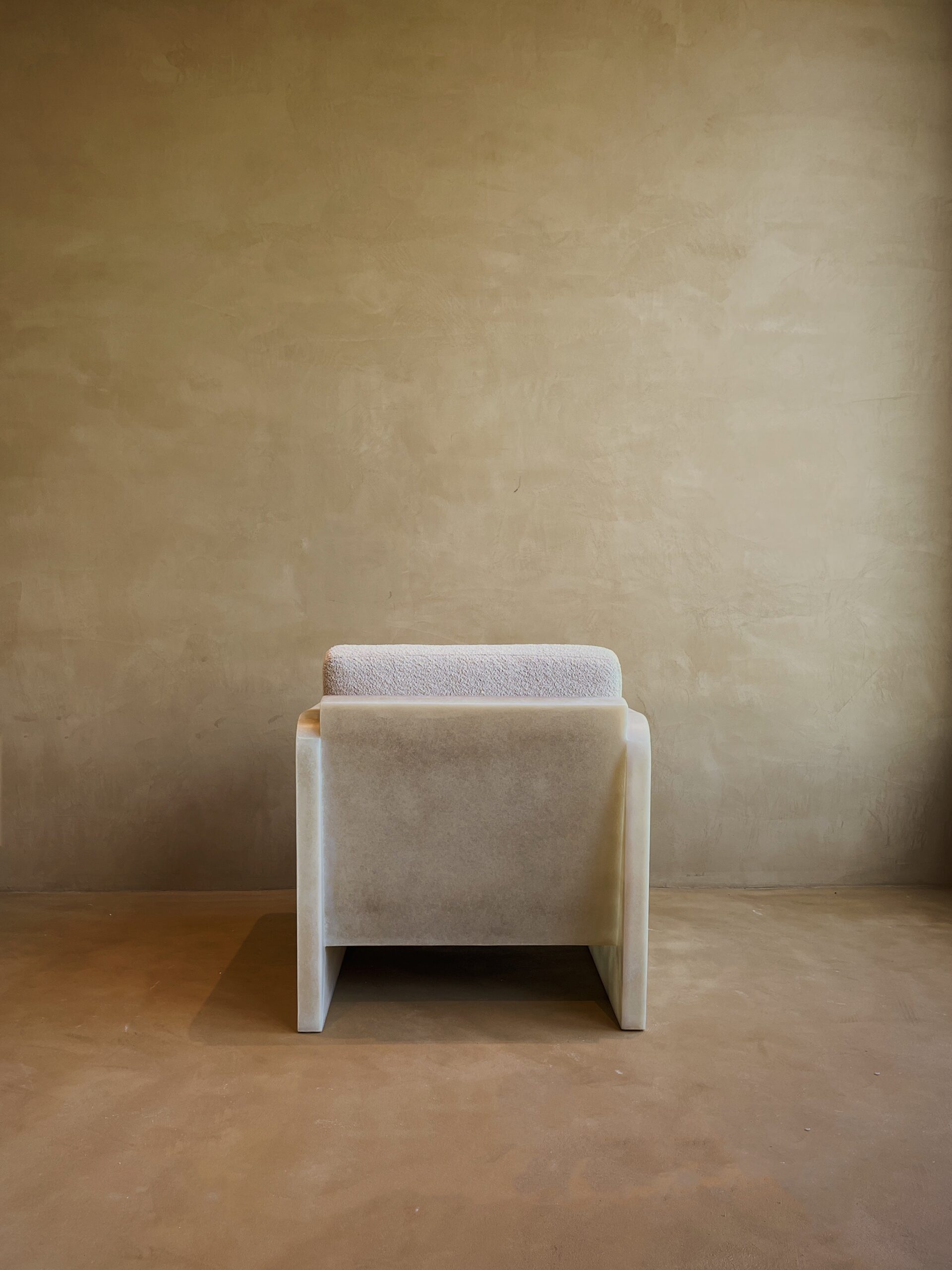 Contemporary Natural Beige Fiberglass Cubic Lounge Chair with Cusion by kar 10