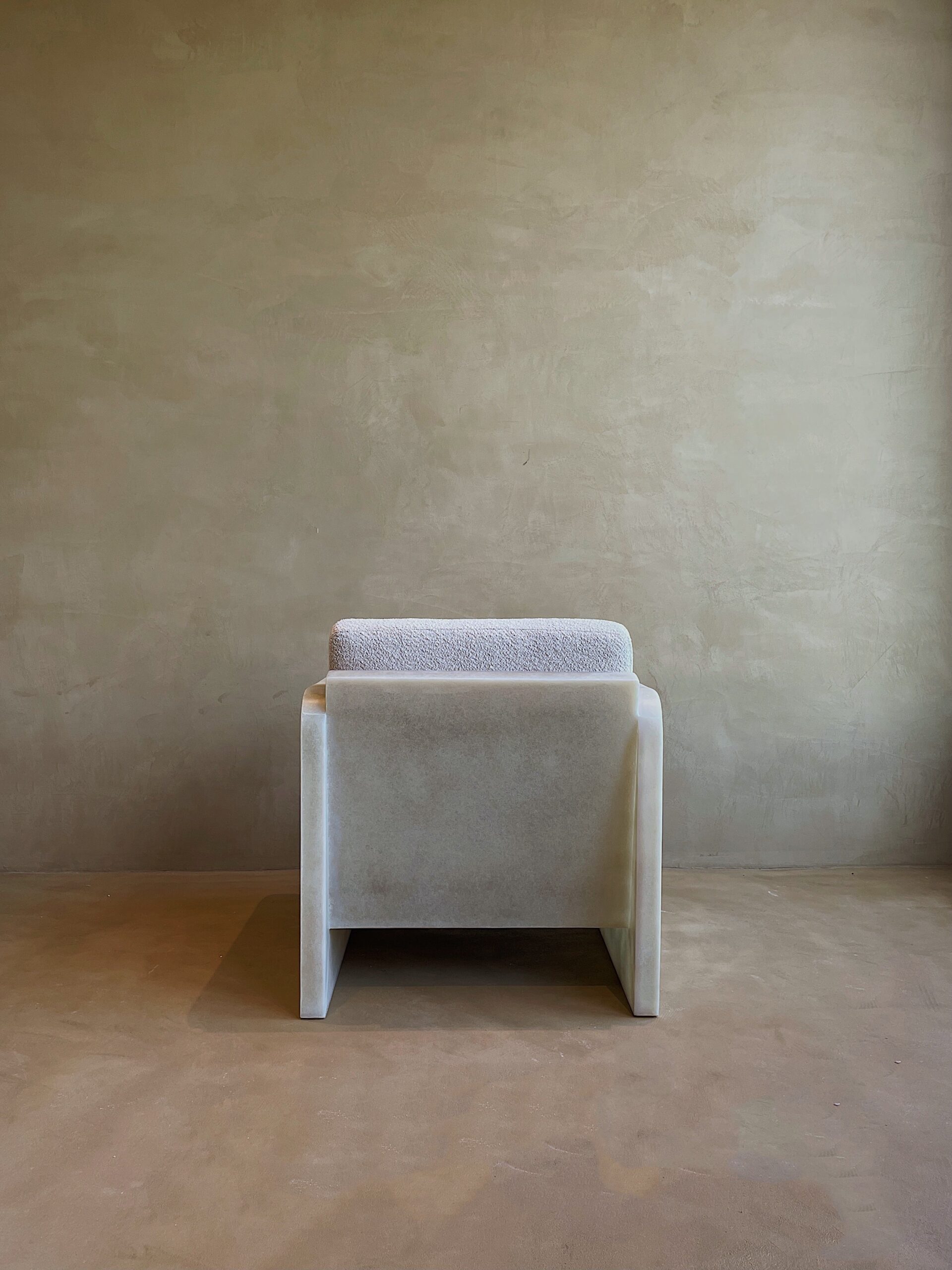 Contemporary Natural Beige Fiberglass Cubic Lounge Chair with Cusion by kar 5