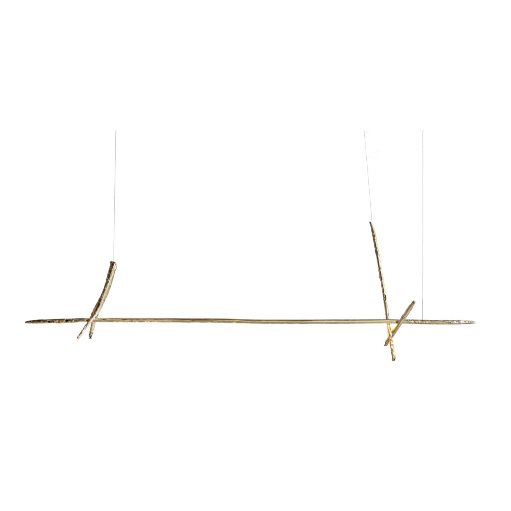 Sculptural Branch Design Contemporary Brass Linear Pendant by Morghen Studio 2