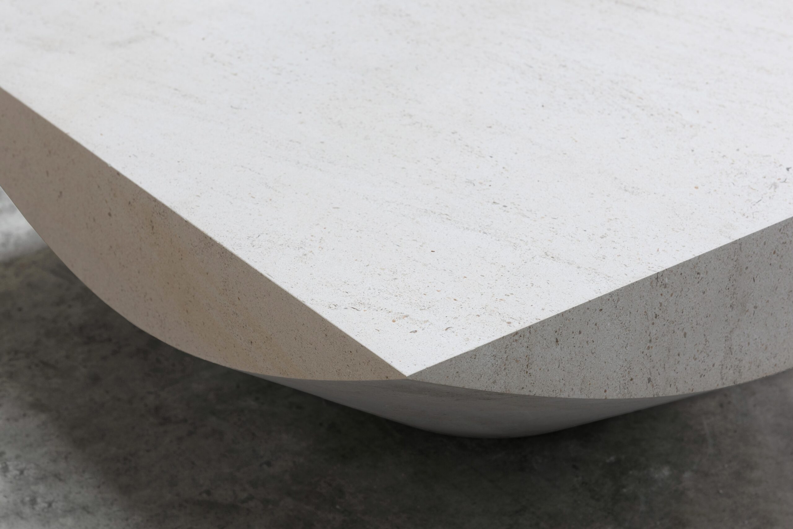 Three Dimensional Flat Surface White Limestone Coffee Table by Frédéric Saulou 3
