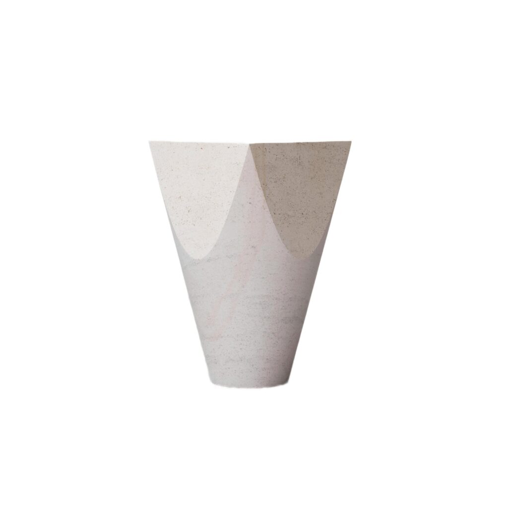 Three Dimensional Flat Surface White Limestone Side Table by Frédéric Saulou 1