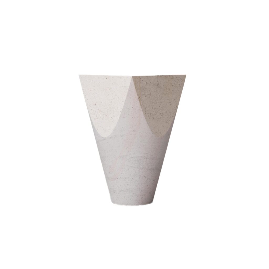 Three Dimensional Flat Surface White Limestone Side Table by Frédéric Saulou 1