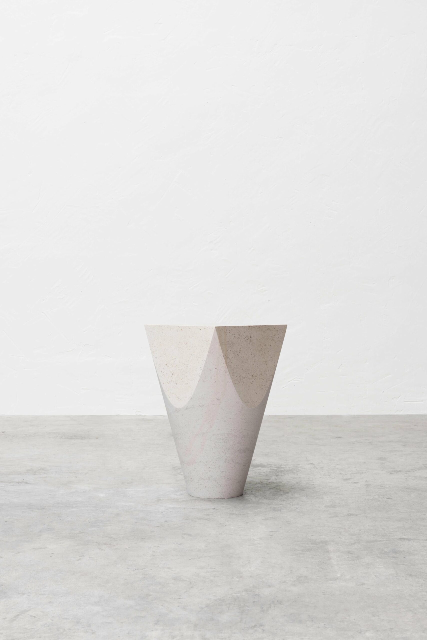 Three Dimensional Flat Surface White Limestone Side Table by Frédéric Saulou 2
