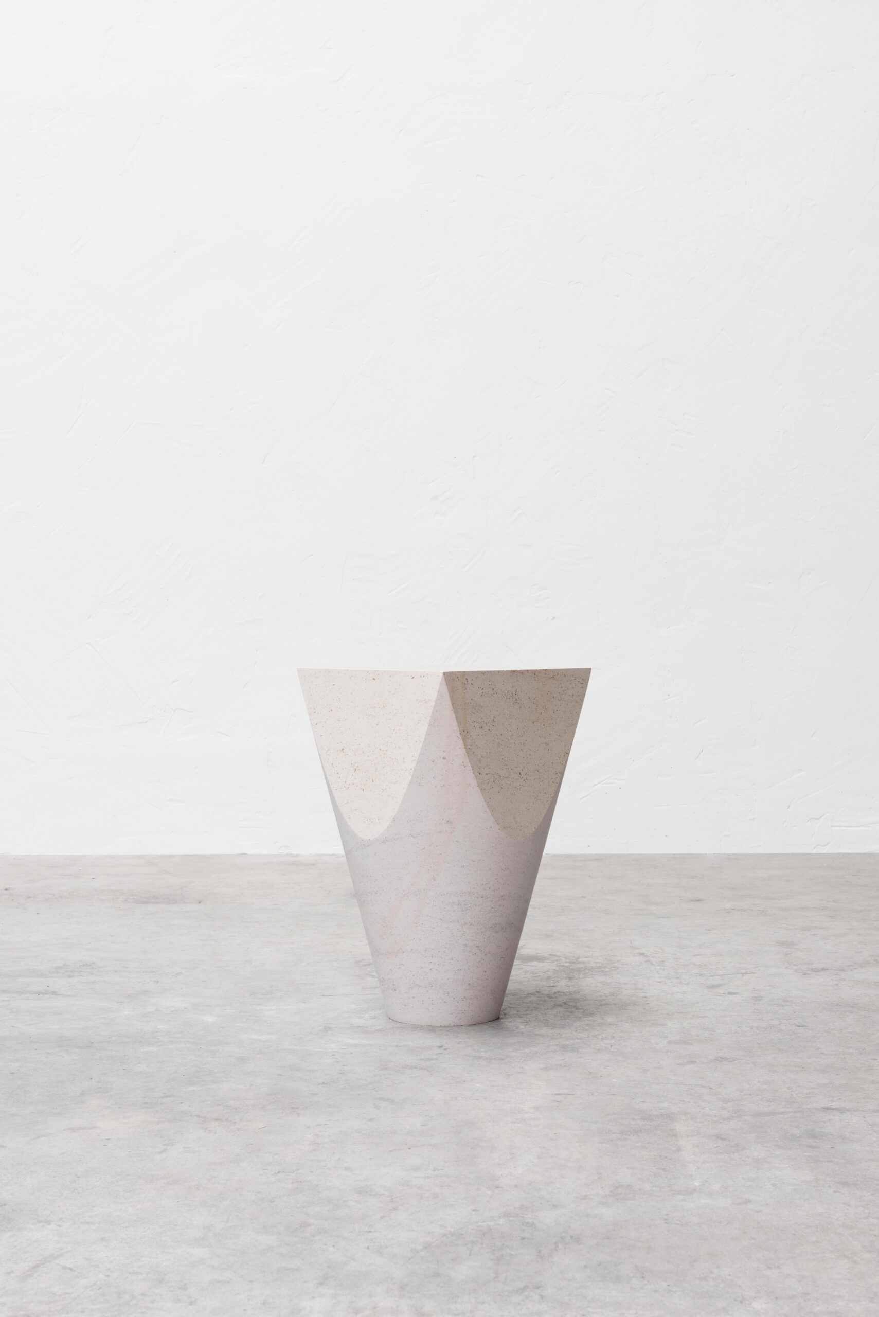 Three Dimensional Flat Surface White Limestone Side Table by Frédéric Saulou 2
