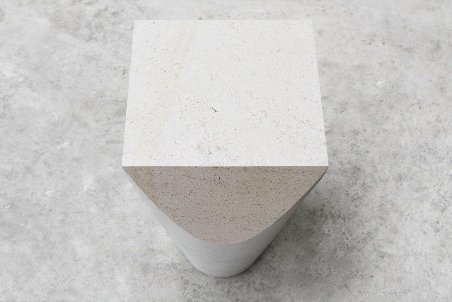 Three Dimensional Flat Surface White Limestone Side Table by Frédéric Saulou 3
