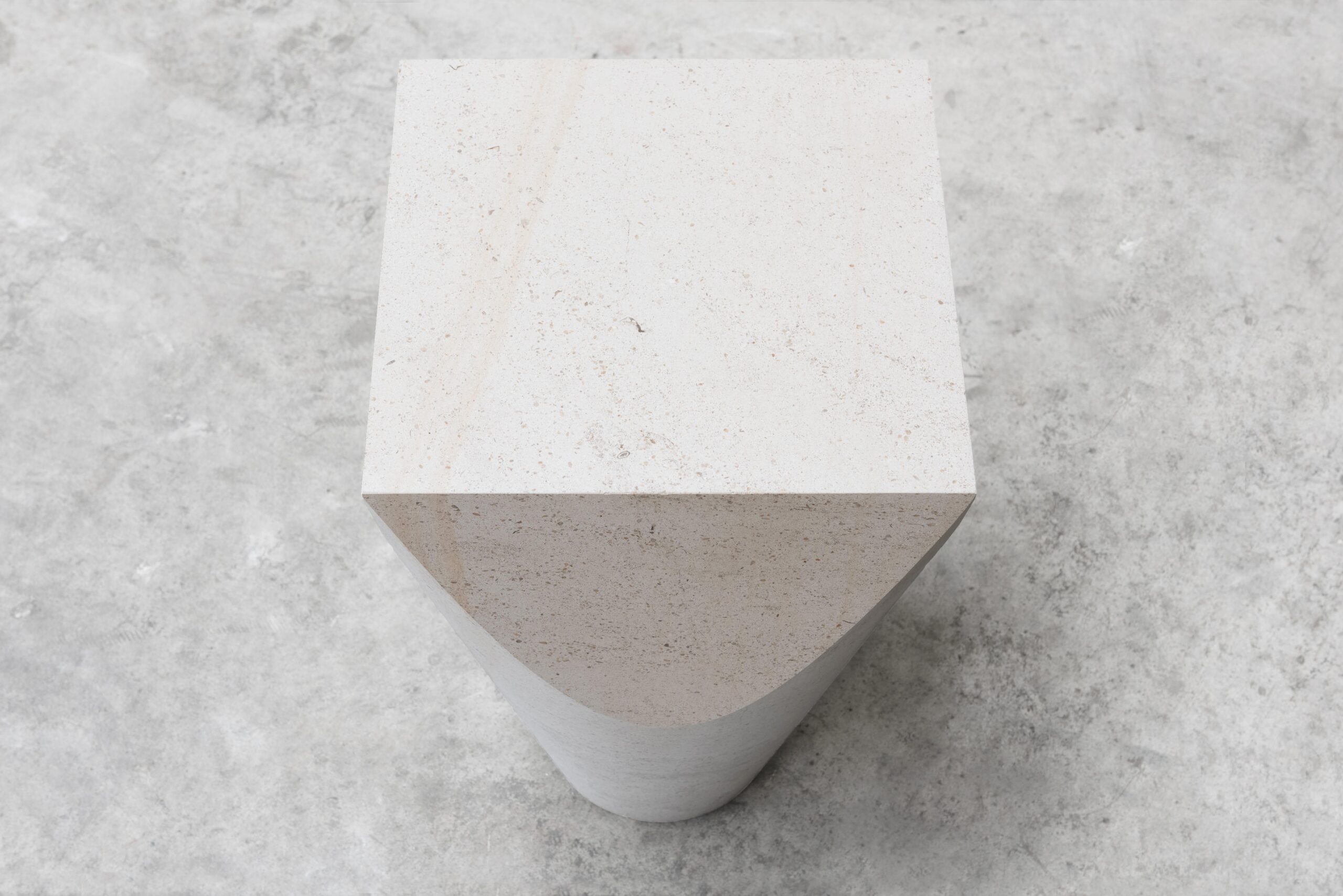 Three Dimensional Flat Surface White Limestone Side Table by Frédéric Saulou 3