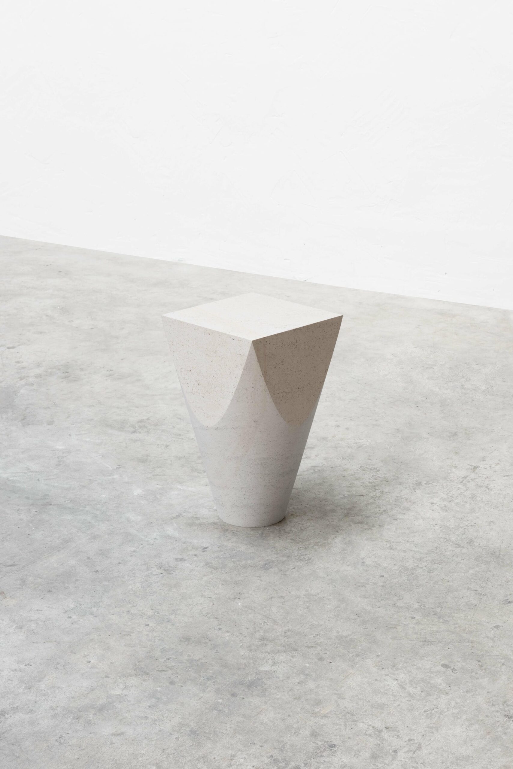 Three Dimensional Flat Surface White Limestone Side Table by Frédéric Saulou 5