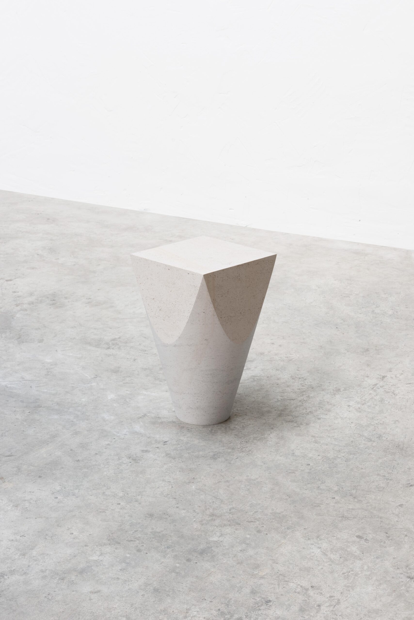 Three Dimensional Flat Surface White Limestone Side Table by Frédéric Saulou 5