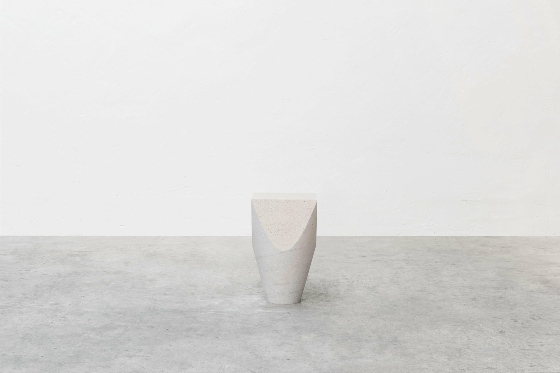 Three Dimensional Flat Surface White Limestone Side Table by Frédéric Saulou 6