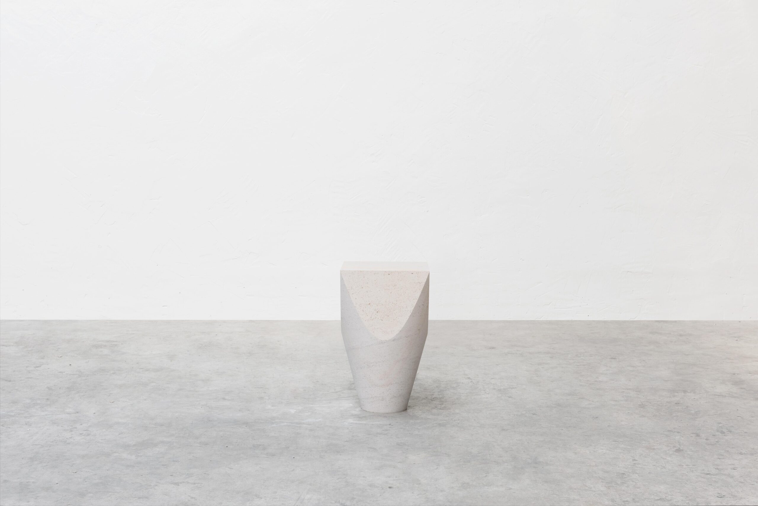 Three Dimensional Flat Surface White Limestone Side Table by Frédéric Saulou 6