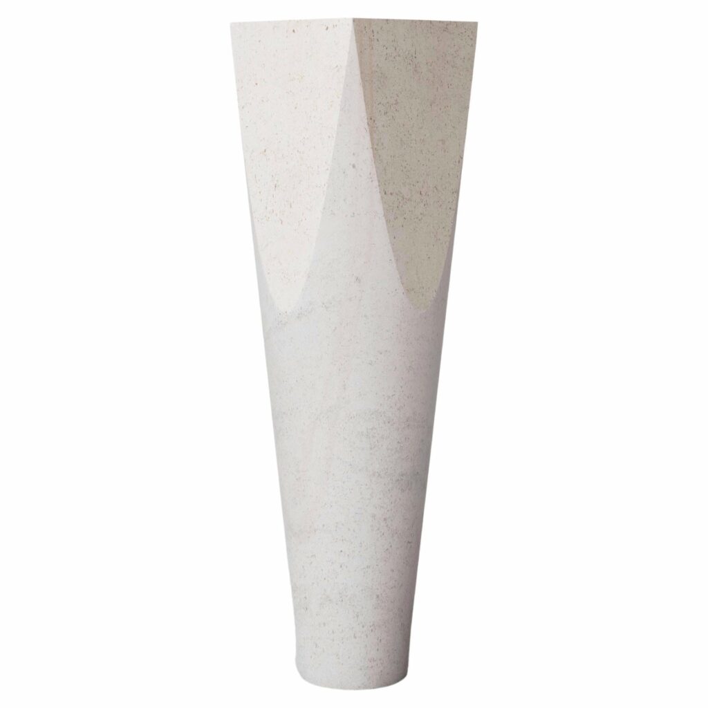 Three dimensional Flat Surface White Stone Column Pedestal by Frédéric Saulou 1