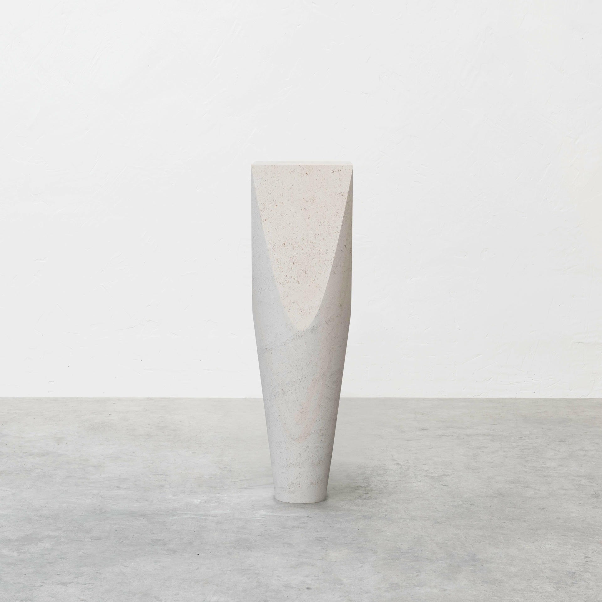 Three dimensional Flat Surface White Stone Column Pedestal by Frédéric Saulou 3