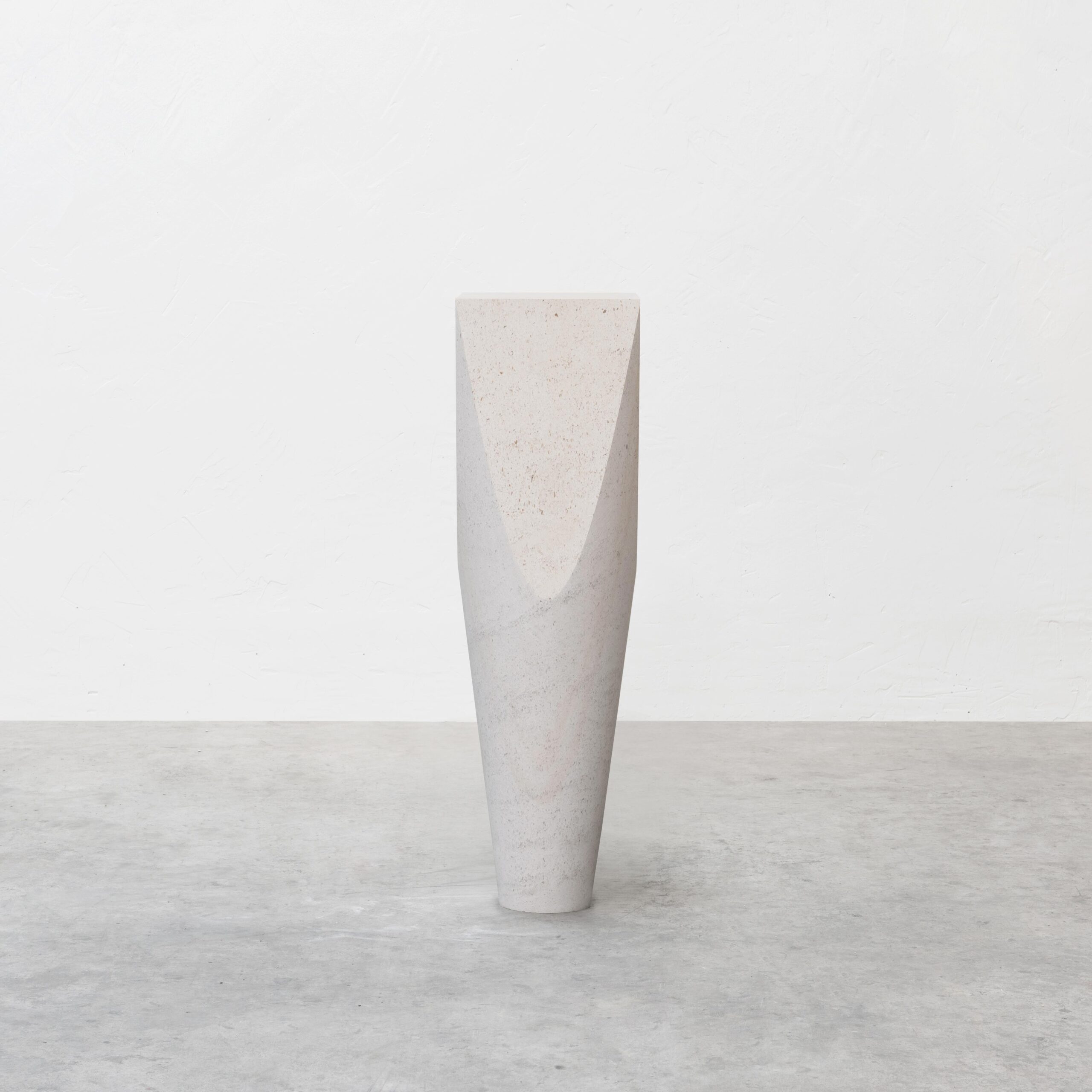 Three dimensional Flat Surface White Stone Column Pedestal by Frédéric Saulou 3