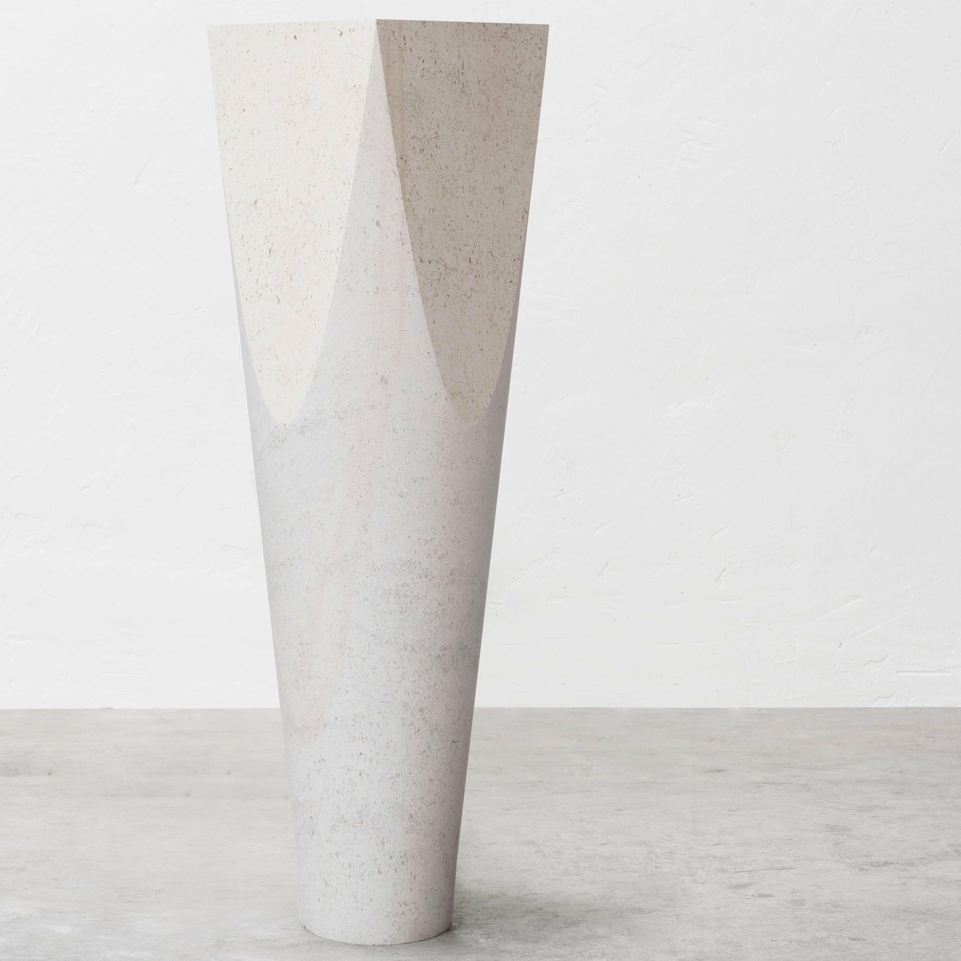 Three dimensional Flat Surface White Stone Column Pedestal by Frédéric Saulou 5