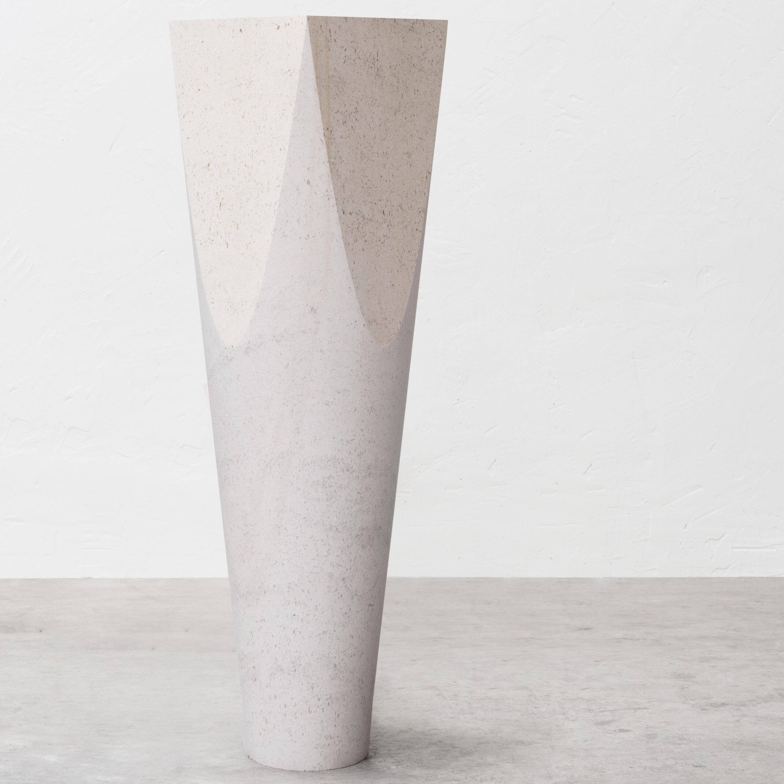 Three dimensional Flat Surface White Stone Column Pedestal by Frédéric Saulou 5
