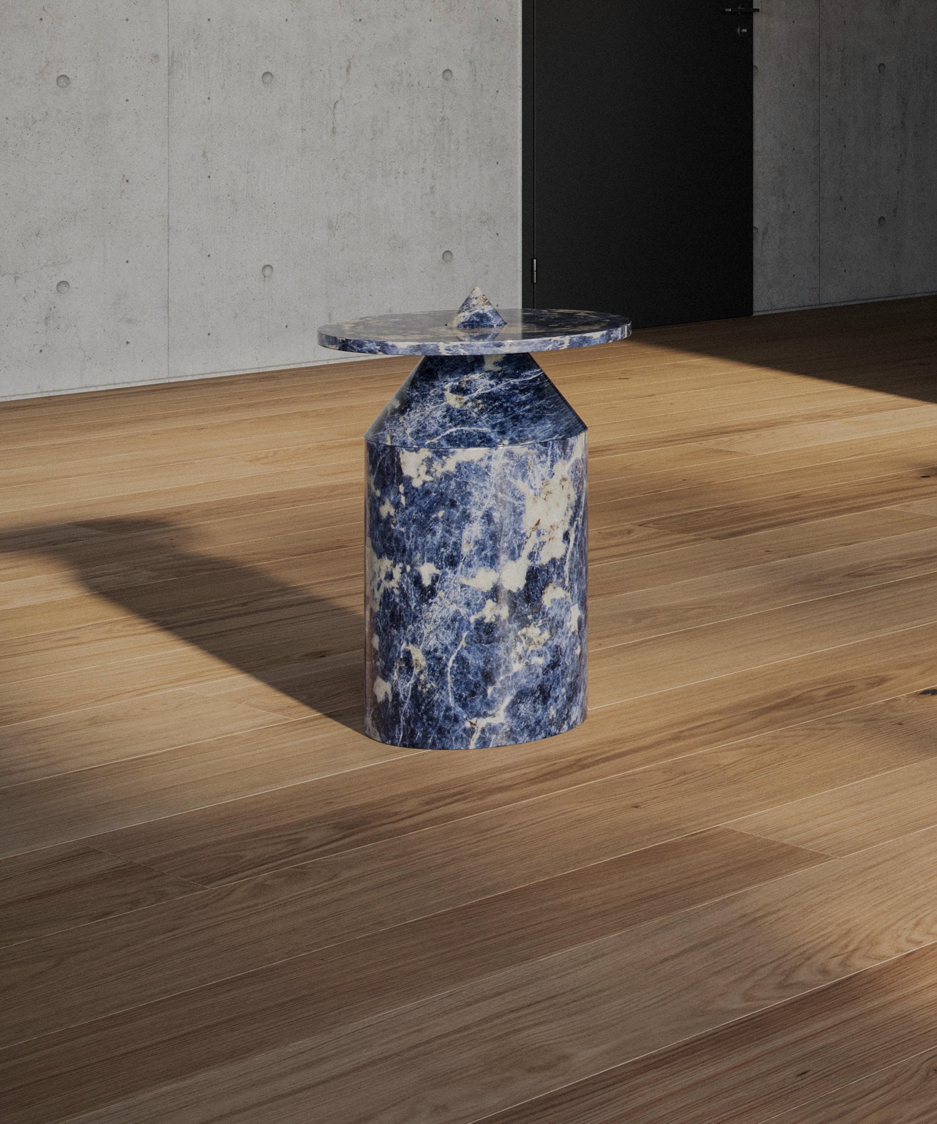 Totem in Blu Sodalite Marble table by Karen Chekerdjian 2