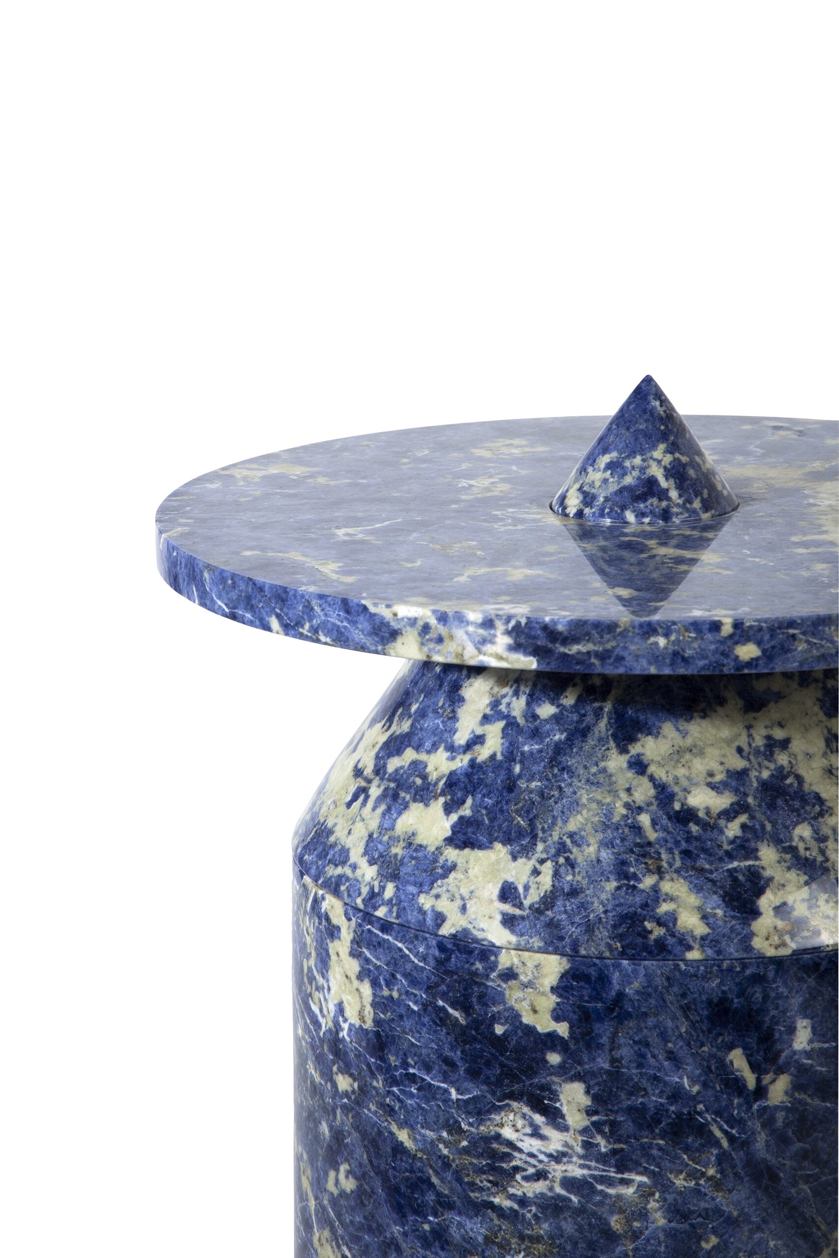 Totem in Blu Sodalite Marble table by Karen Chekerdjian 3