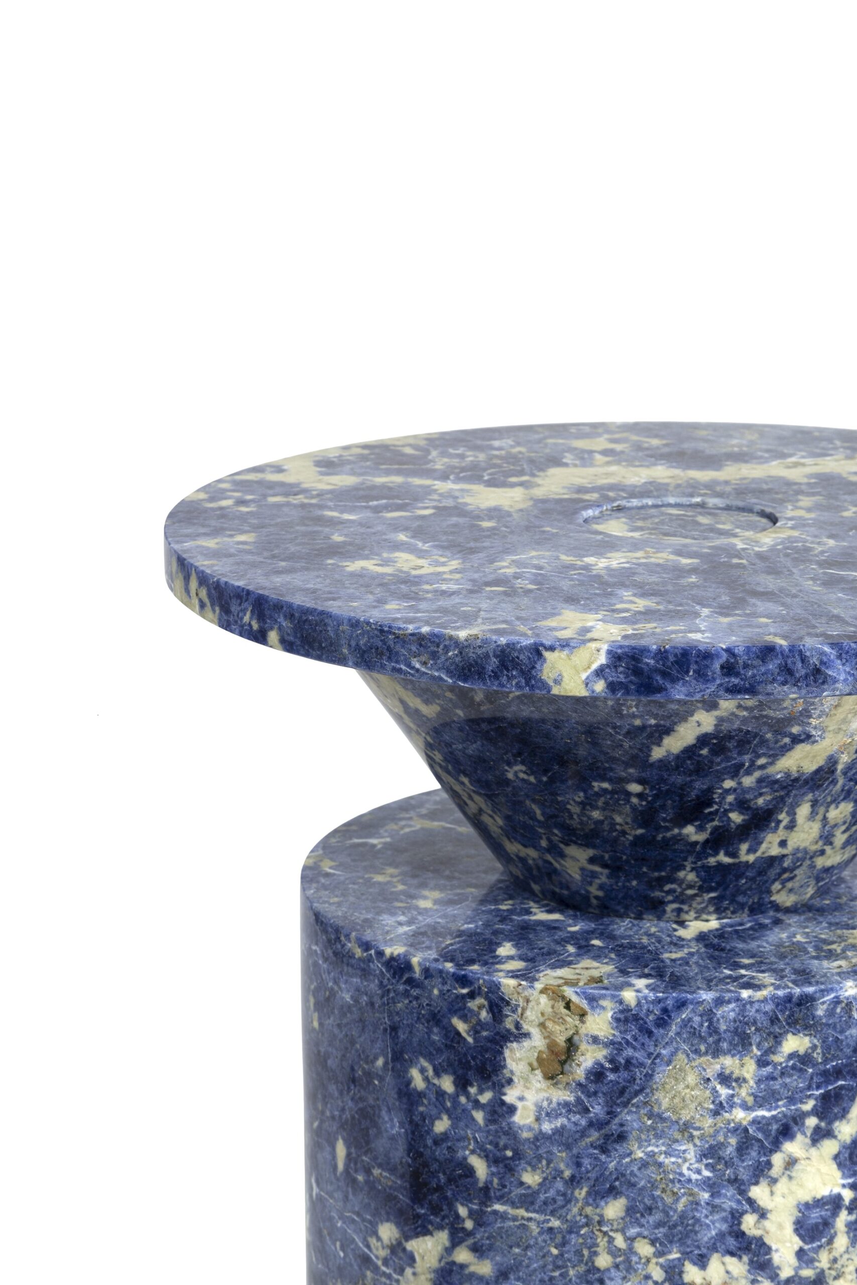 Totem in Blu Sodalite Marble table by Karen Chekerdjian 5