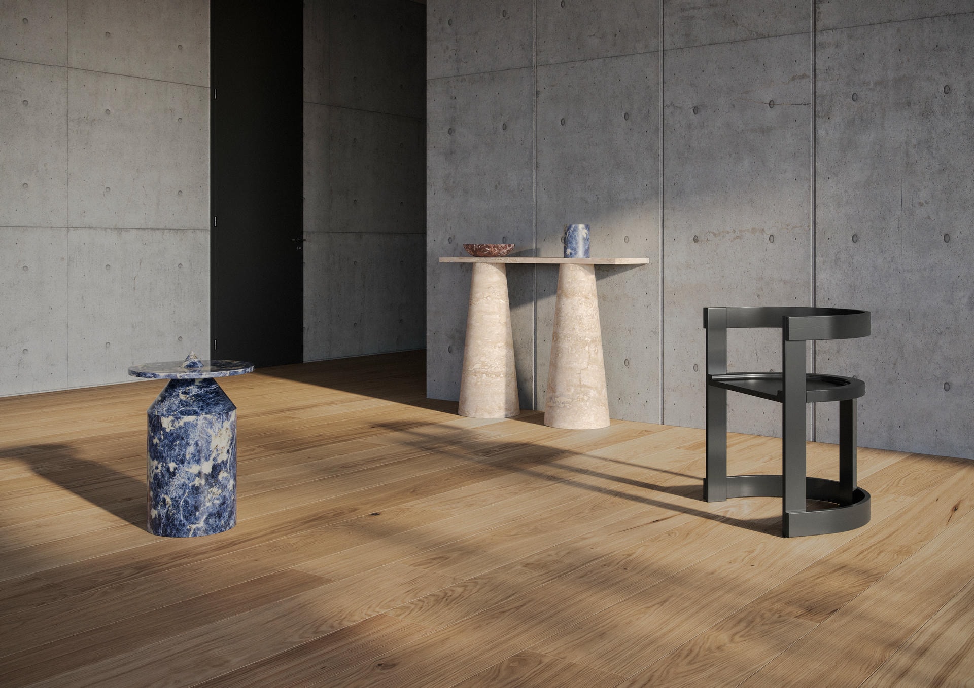 Totem in Blu Sodalite Marble table by Karen Chekerdjian 6