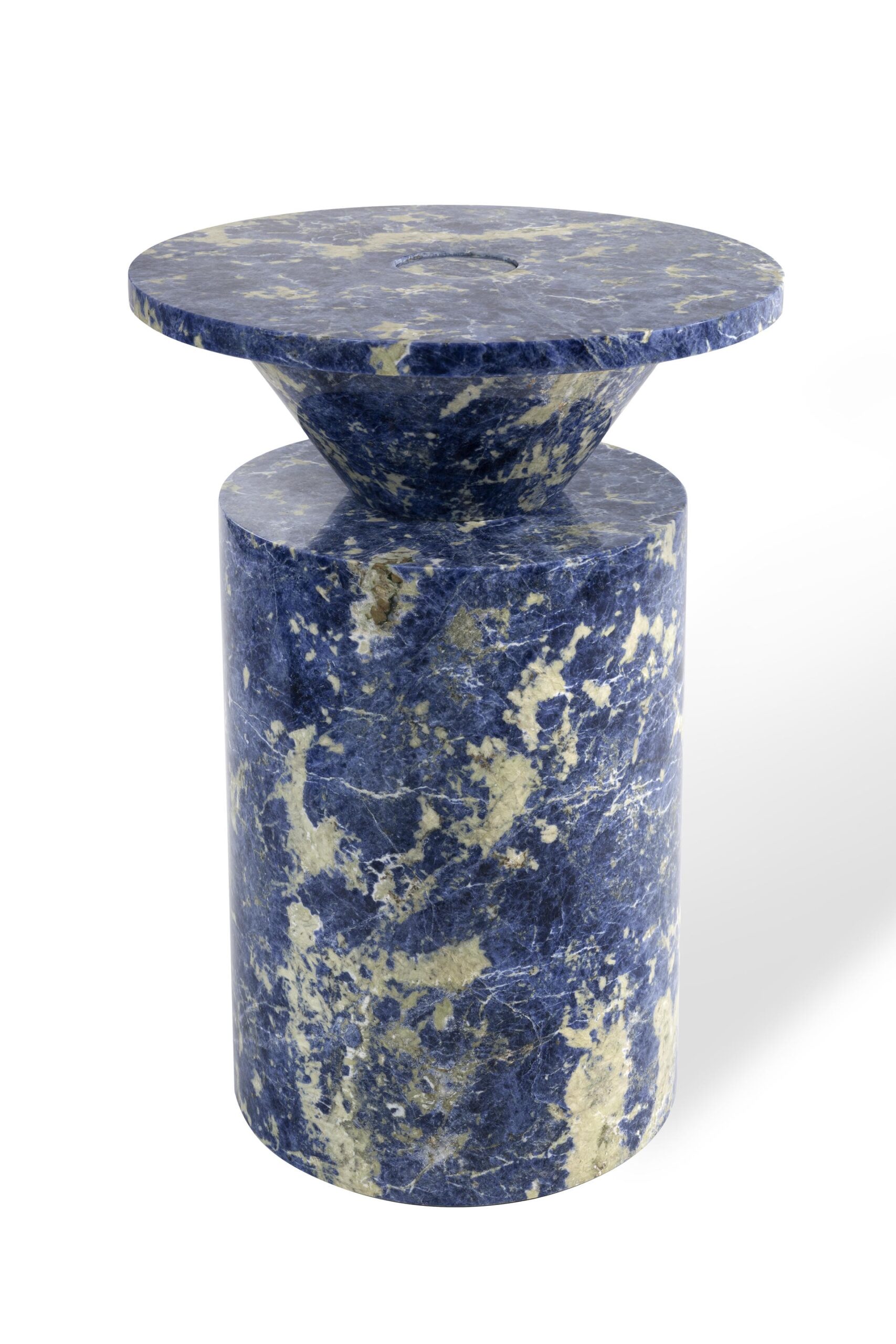 Totem in Blu Sodalite Marble table by Karen Chekerdjian 7