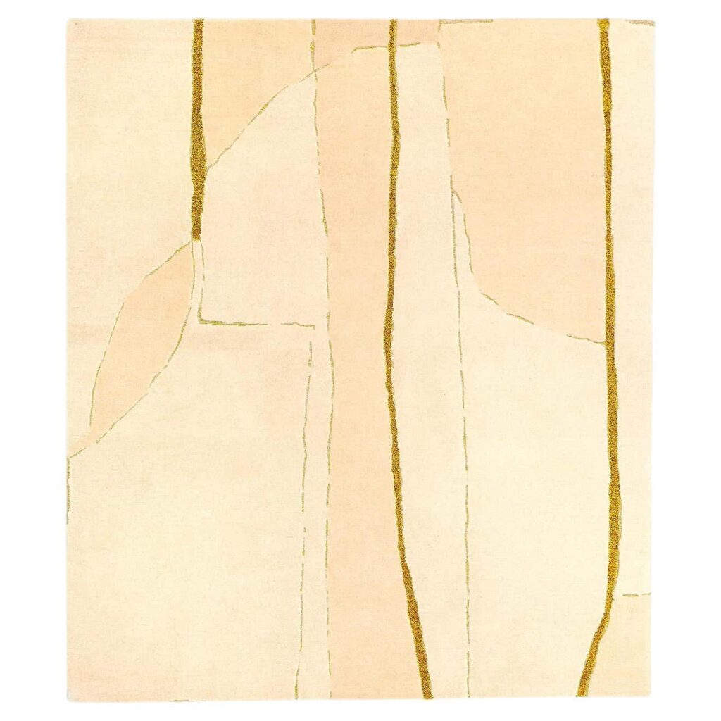Hand Knotted “Lignes Dorées” Rug 200, Florian Pretet and Lisa Mukhia Pretet
