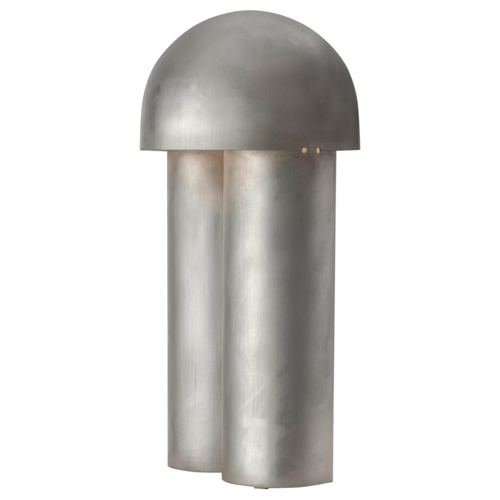 Monolith Silvered Brass Sculpted Table Lamp by Paul Matter 1