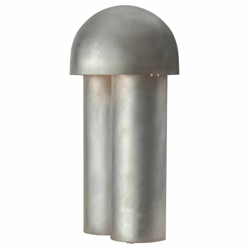 Monolith Silvered Brass Sculpted Table Lamp by Paul Matter 1