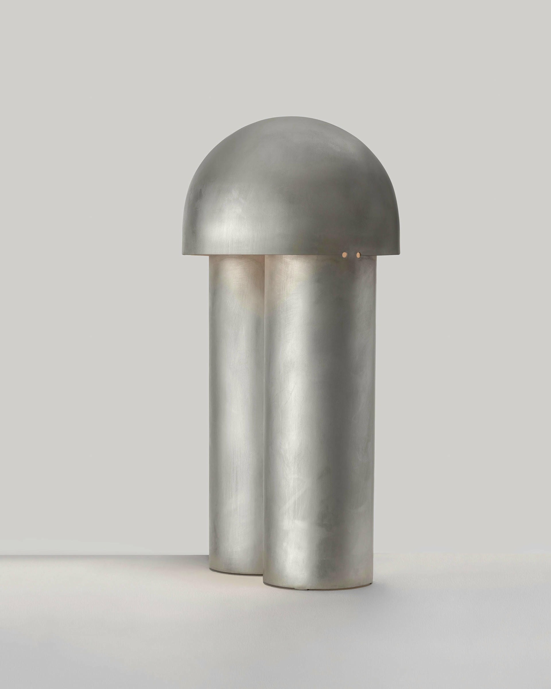 Monolith Silvered Brass Sculpted Table Lamp by Paul Matter 2