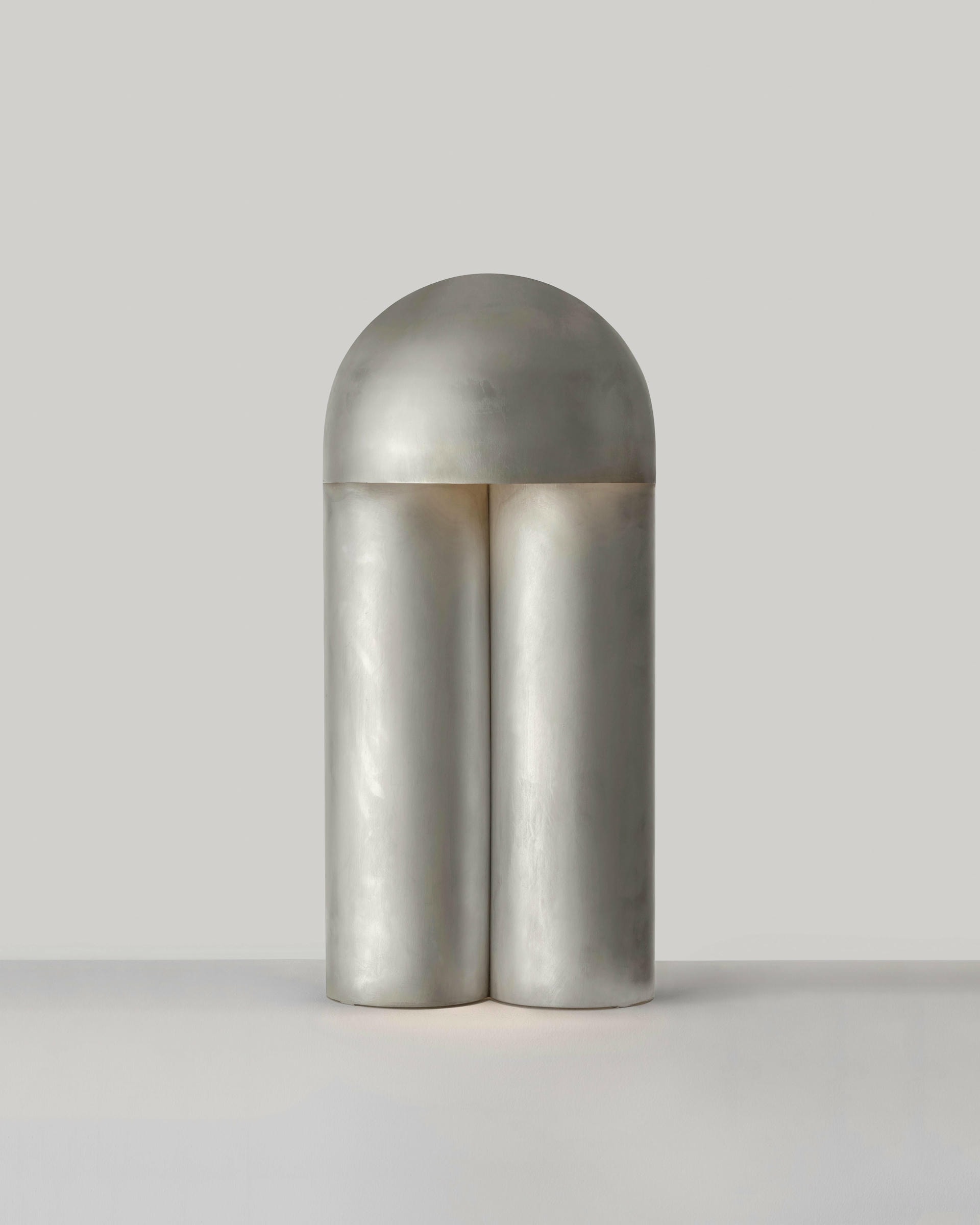 Monolith Silvered Brass Sculpted Table Lamp by Paul Matter 3