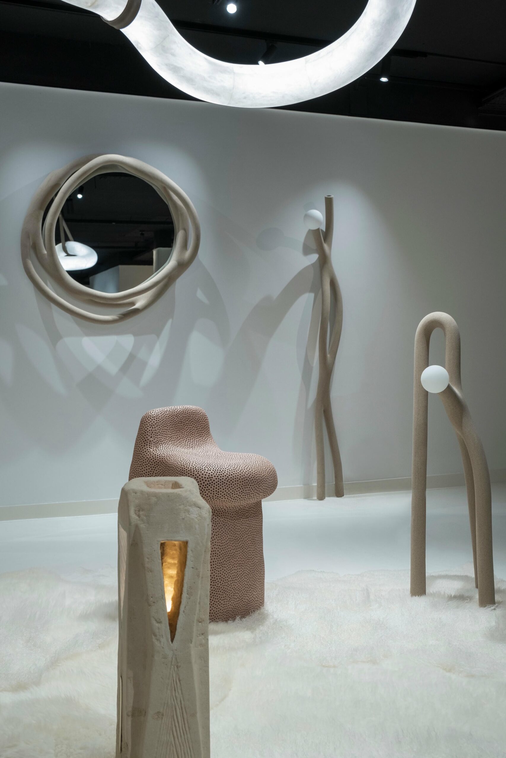 Portal Contemporary Sand and Nylon Wall Mirror by Hot Wire Extensions 7