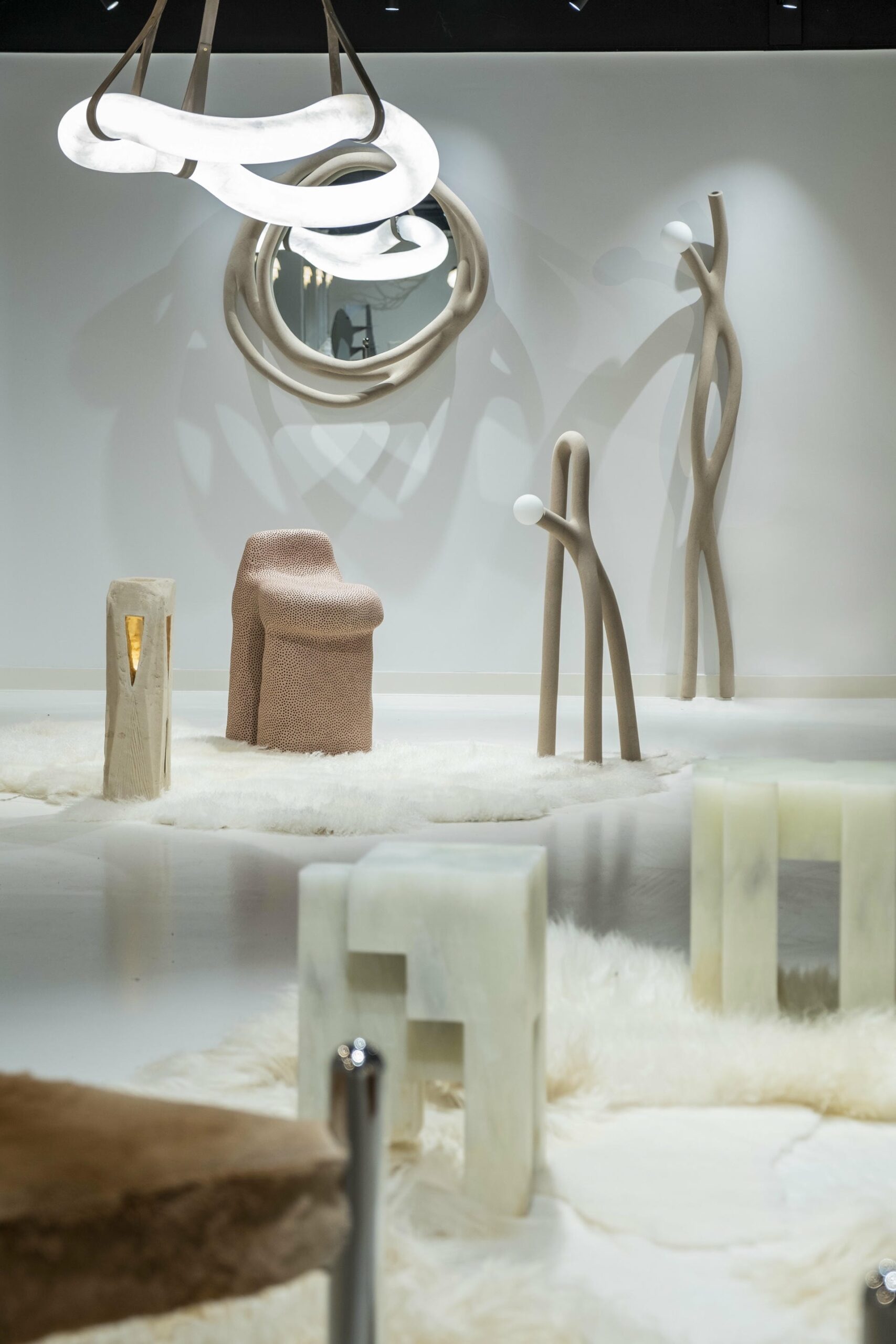 Portal Contemporary Sand and Nylon Wall Mirror by Hot Wire Extensions 9