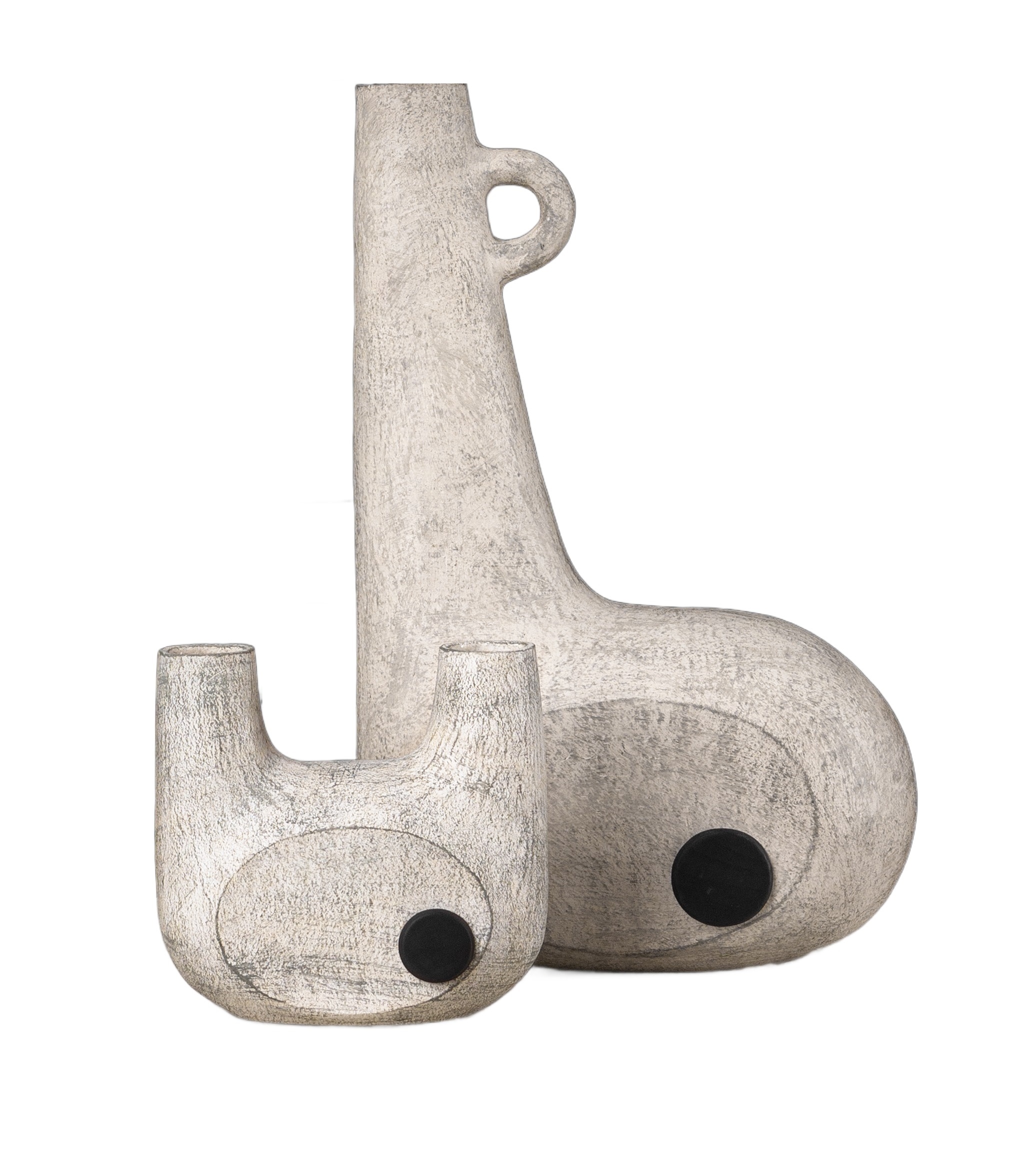 Sculpted Pair of Ceramic Vases by Faina 1