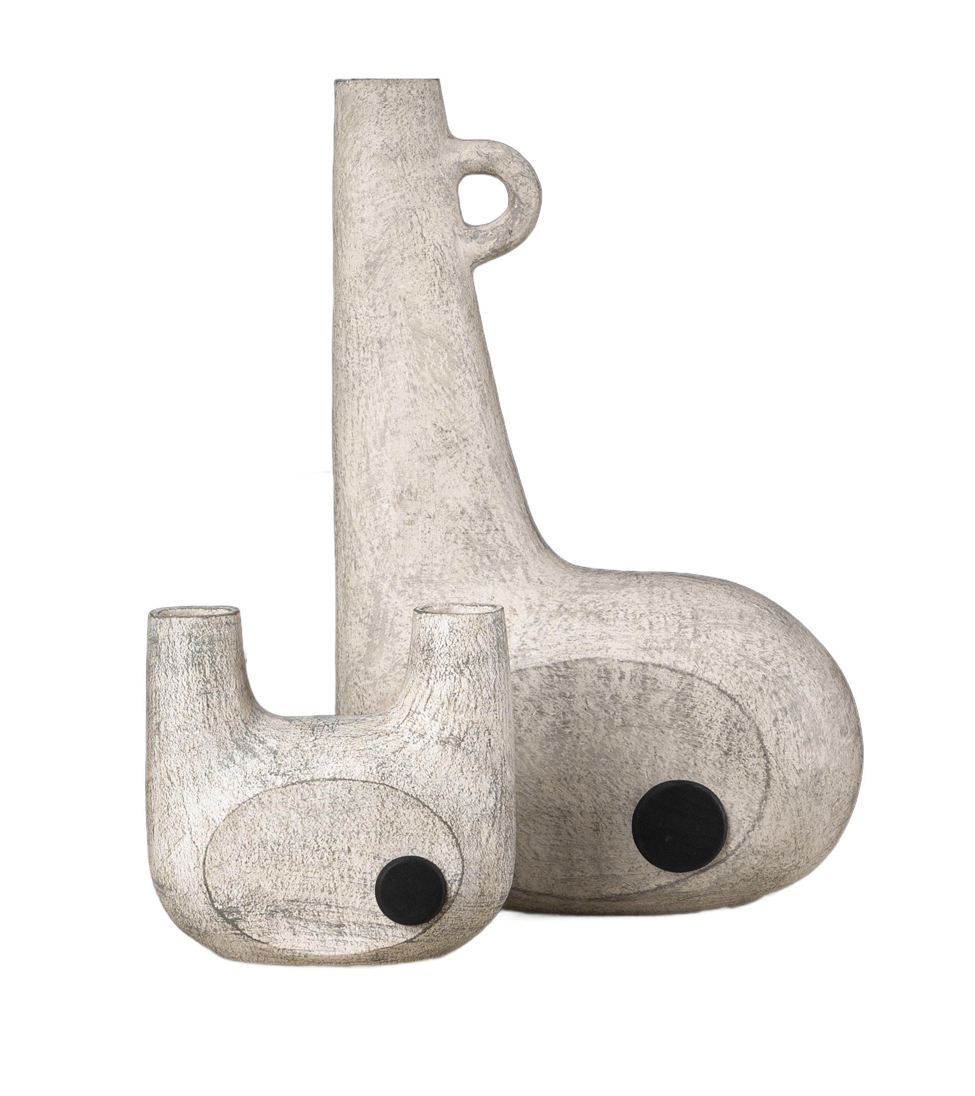Sculpted Pair of Ceramic Vases by Faina 1