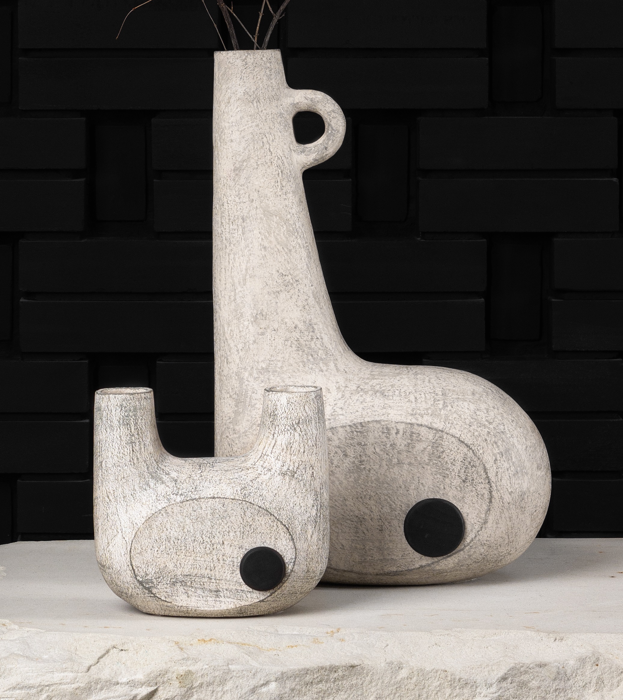 Sculpted Pair of Ceramic Vases by Faina 2