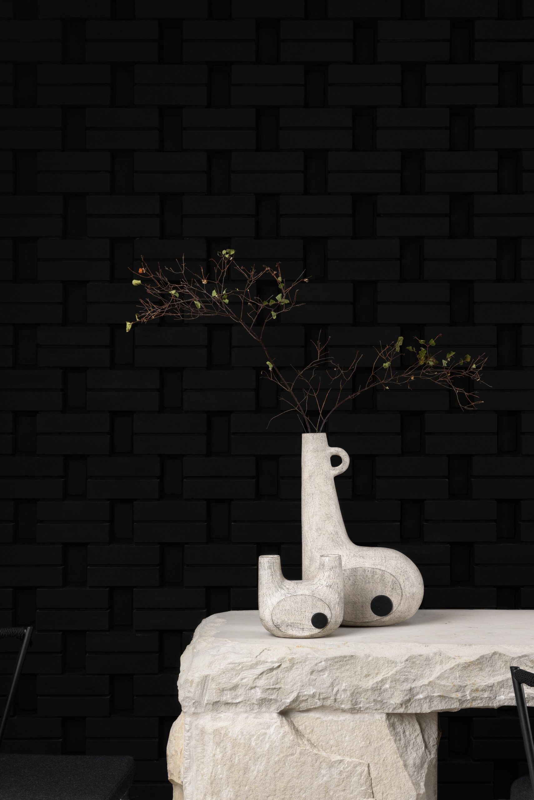 Sculpted Pair of Ceramic Vases by Faina 3