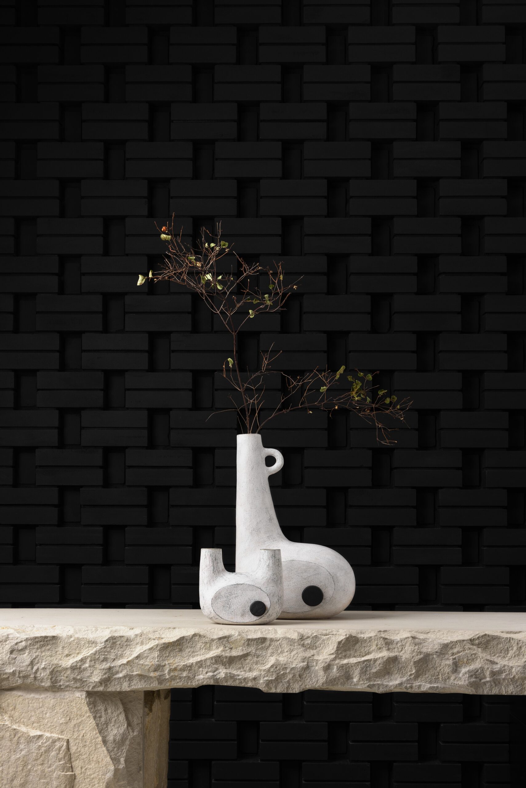 Sculpted Pair of Ceramic Vases by Faina 5