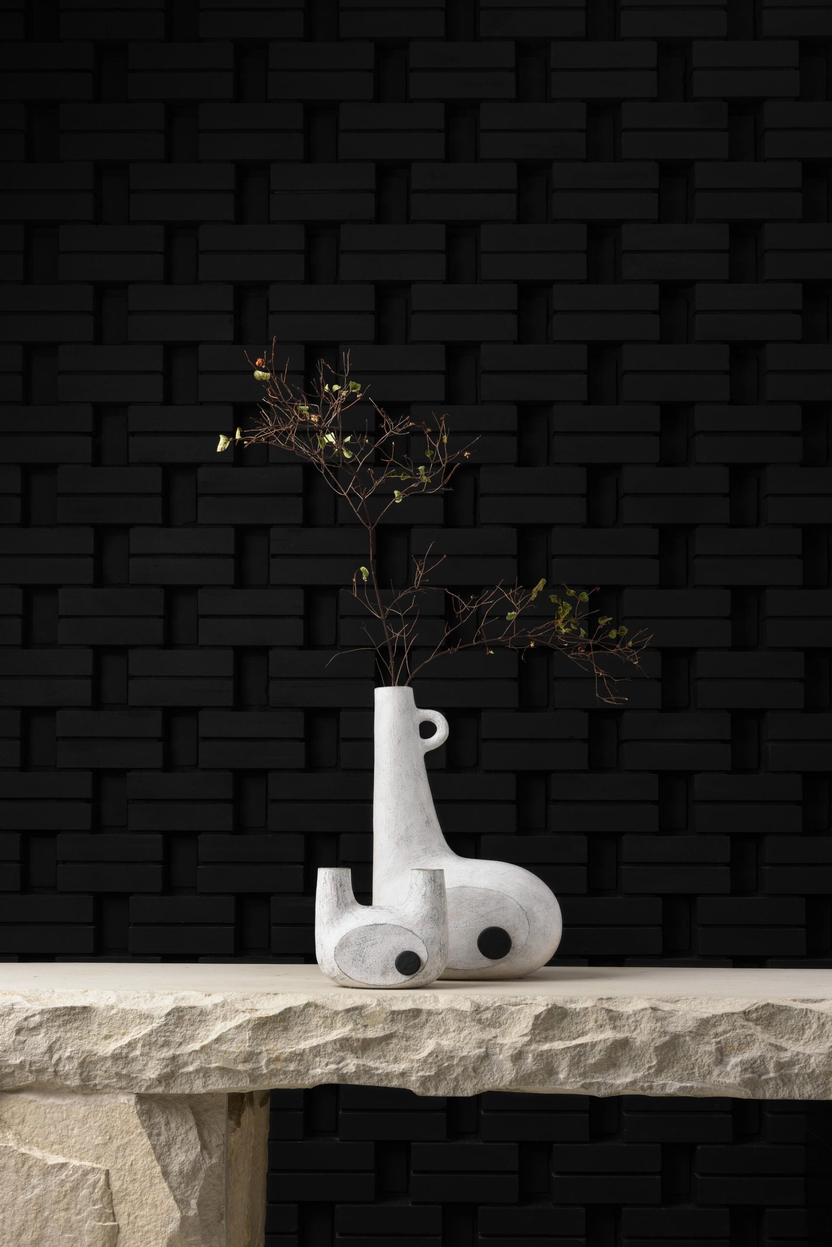 Sculpted Pair of Ceramic Vases by Faina 5