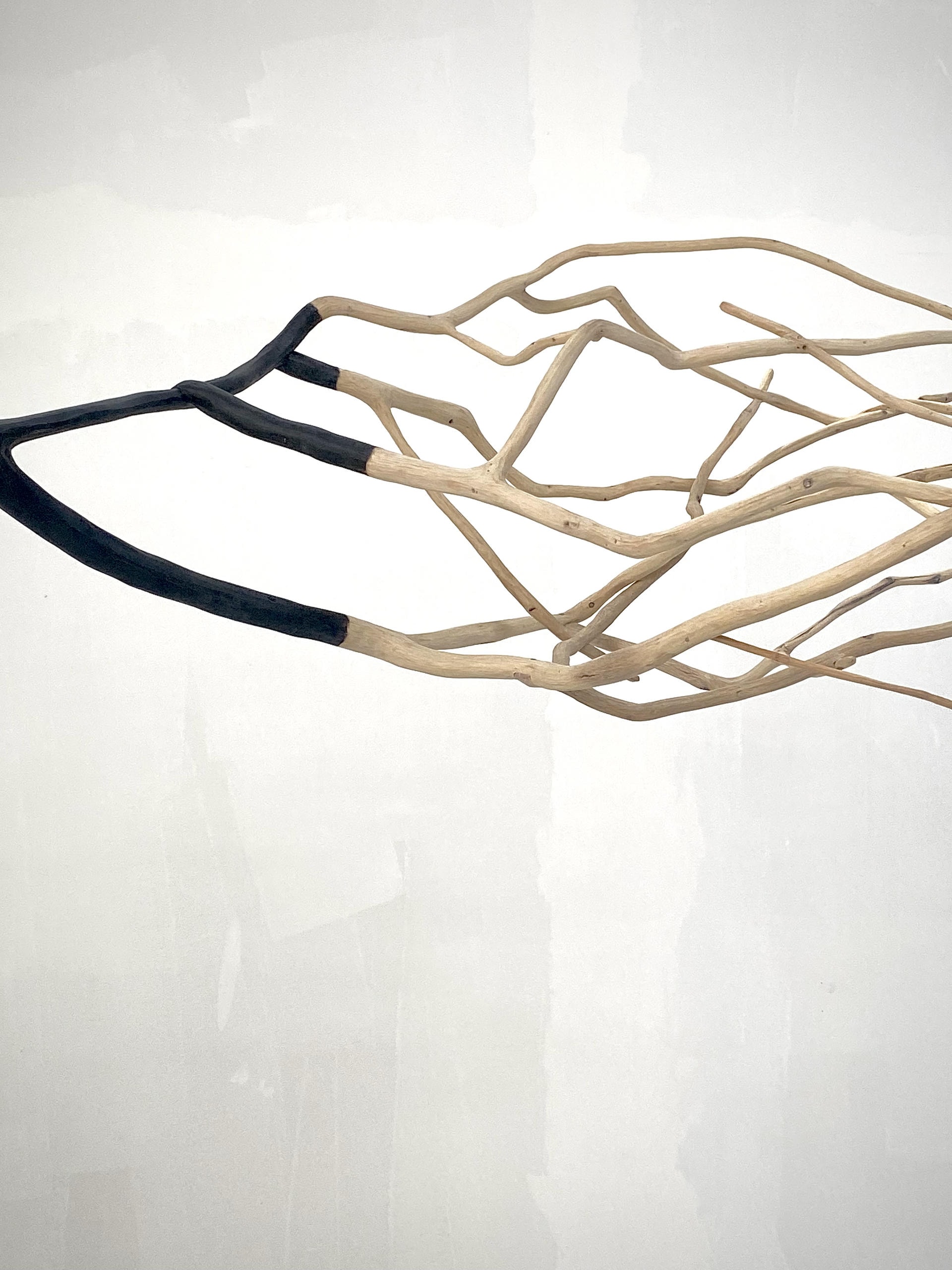Sculptural Form Winged Branch Blackened Wood Pendant Light by Jérôme Pereira 4
