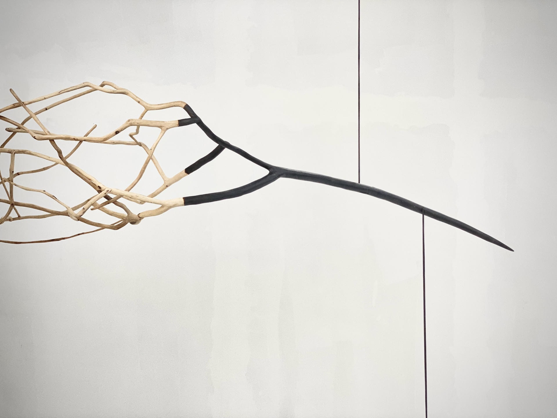 Sculptural Form Winged Branch Blackened Wood Pendant Light by Jérôme Pereira 6